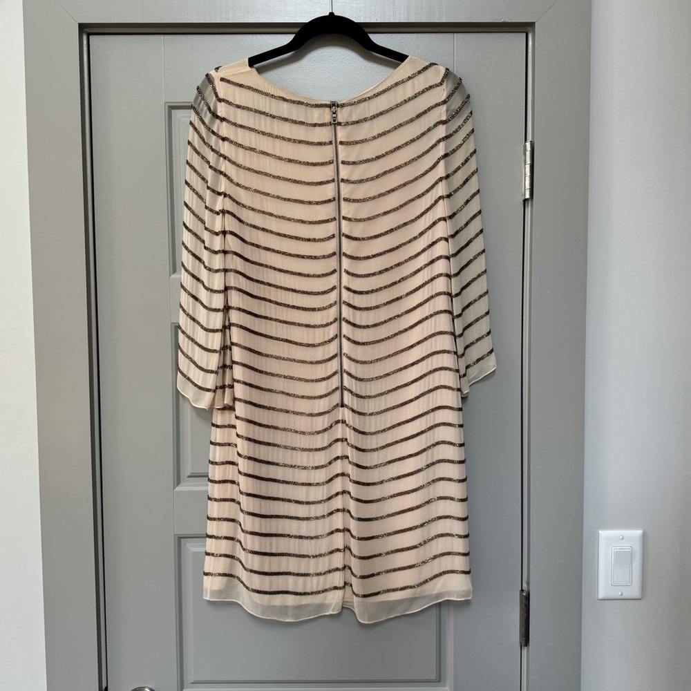 ALICE + OLIVIA | Laia Bell Sleeve Sequin Silk Stripe Dress $600+ Size Medium - Picture 10 of 14